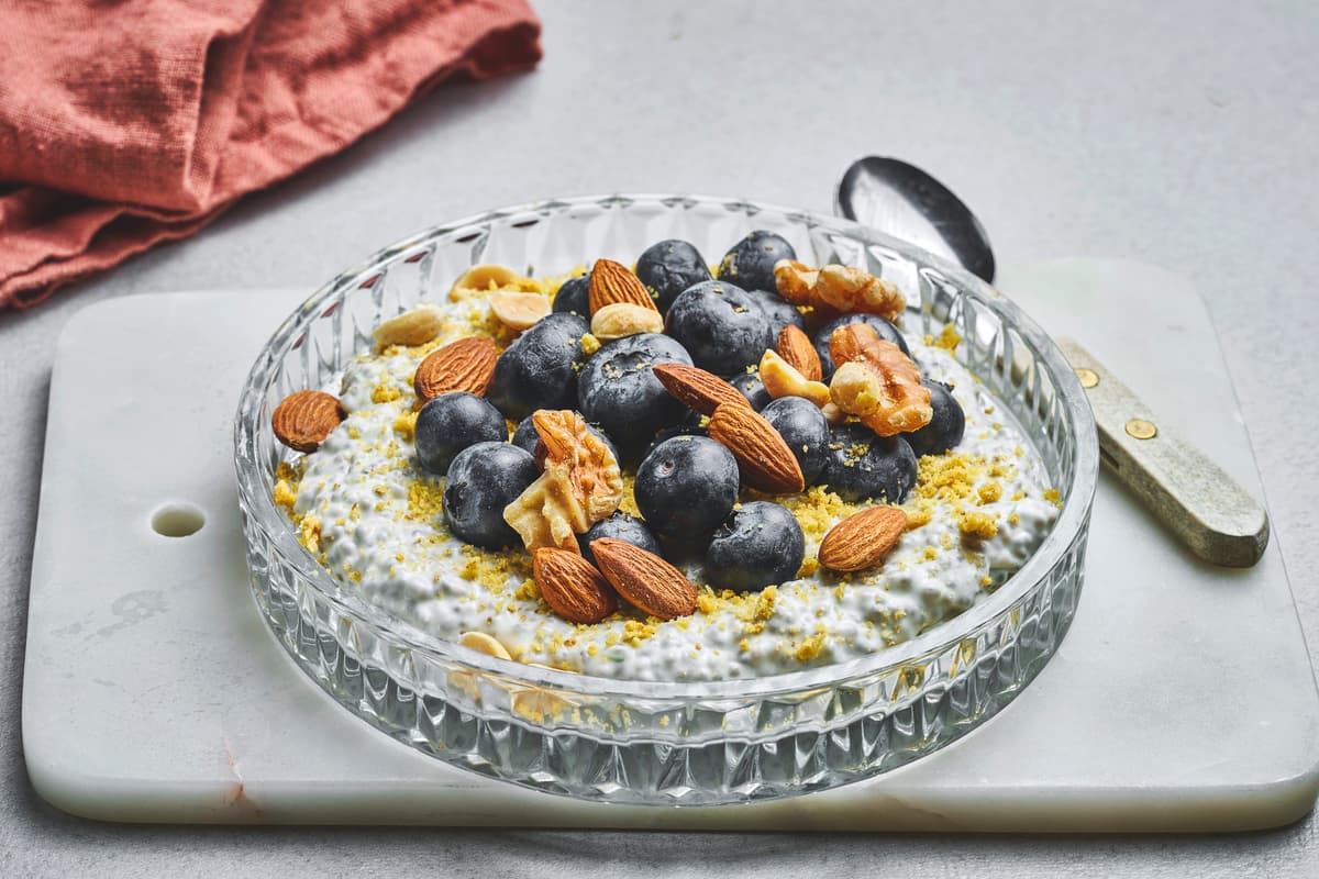 Chia Pudding with Blueberries and Nuts