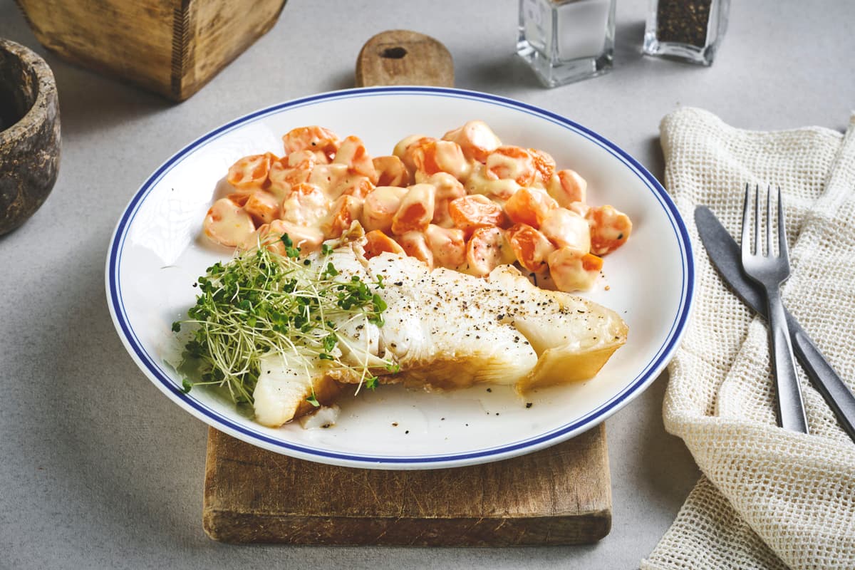 Smoked Halibut with Creamed Carrots