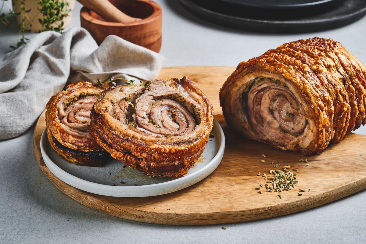Porchetta av ribbe med sprø svor