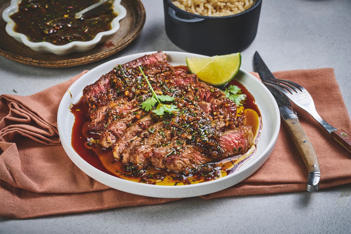 Grilled Steak with Herb Sauce