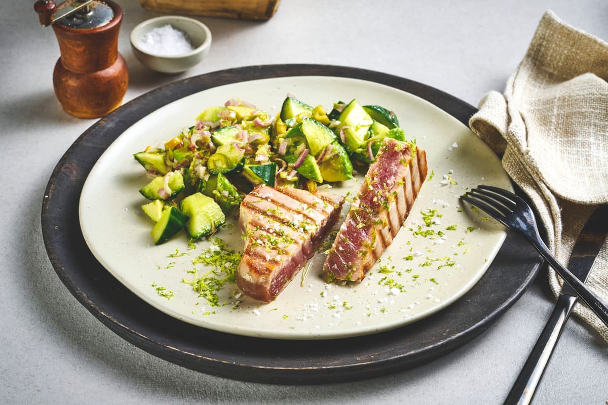 Grilled Tuna with Avocado Salad