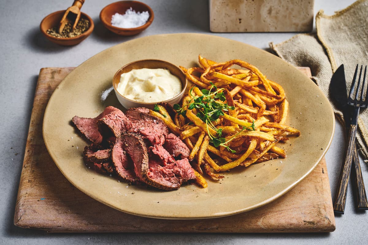 Roast Beef with Fries and Truffle Aioli
