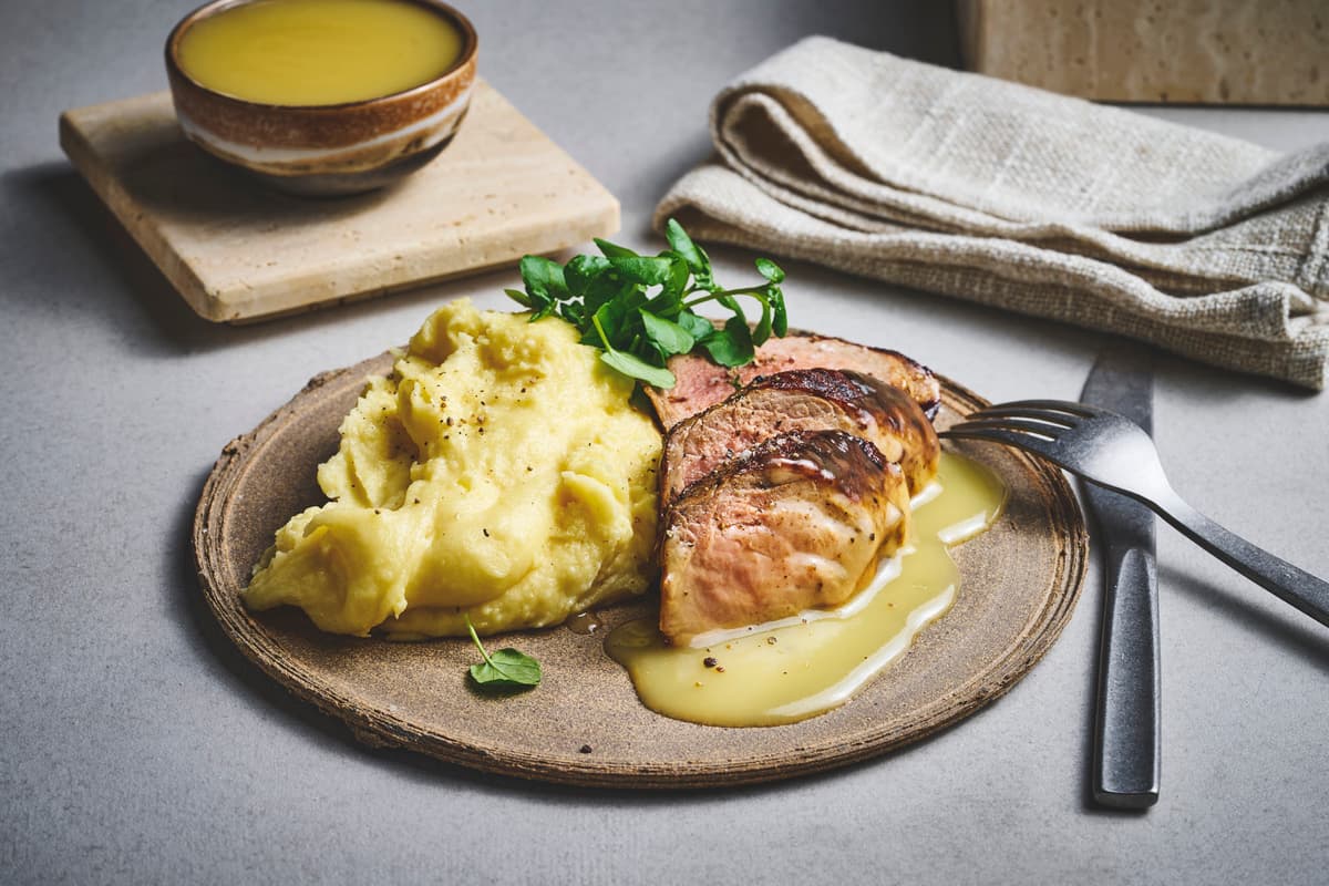 Pork Tenderloin with Apple Sauce and Mashed Potatoes