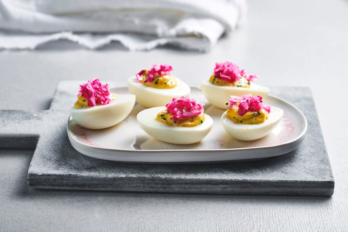 Deviled Eggs with Pickled Red Onion