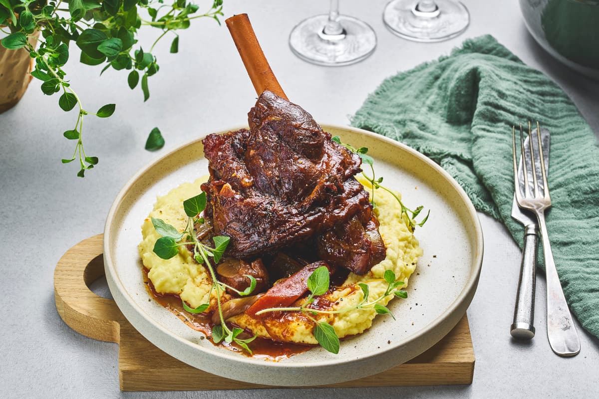 Slow Roasted Lamb Shank with Red Wine