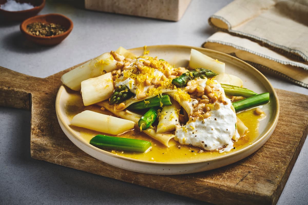 Open Lasagna with Burrata and Asparagus