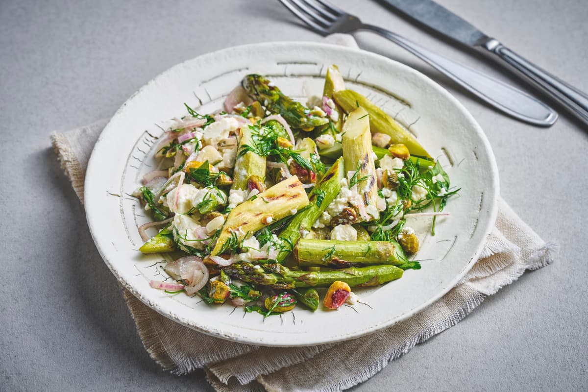 Asparagus Salad with Pistachios and Feta