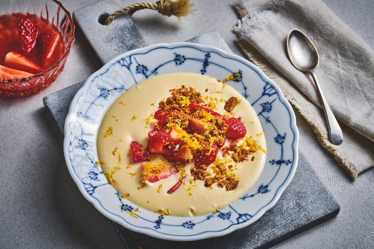 White Chocolate Mousse with Strawberries