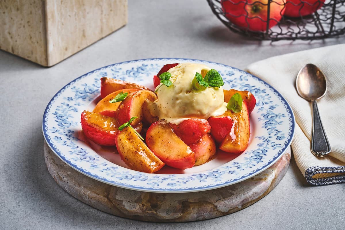 Butter Fried Apples with Vanilla Ice Cream