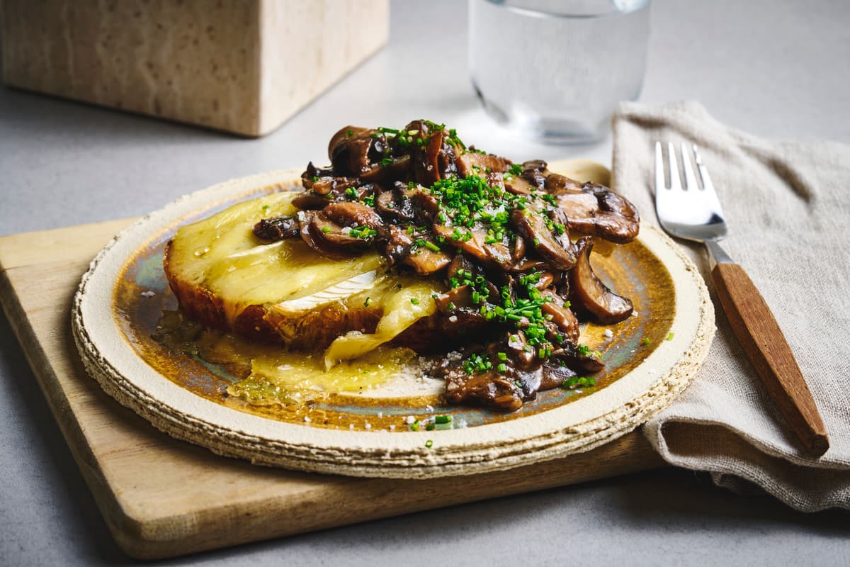 Open Faced Brie and Mushroom Toast