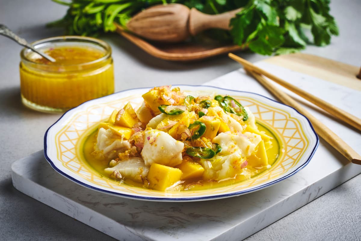 Ceviche with Halibut and Mango