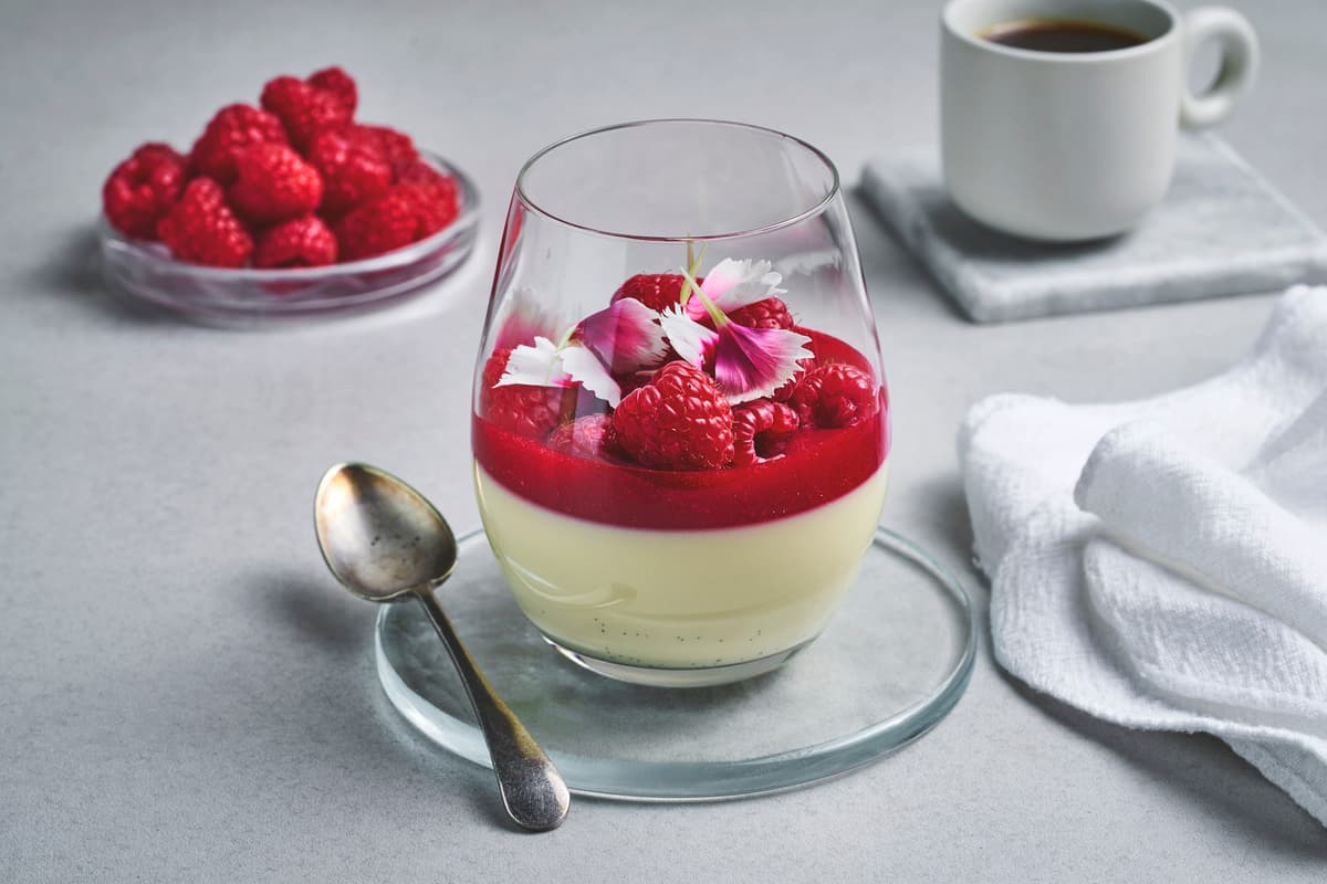 Panna Cotta with Raspberries
