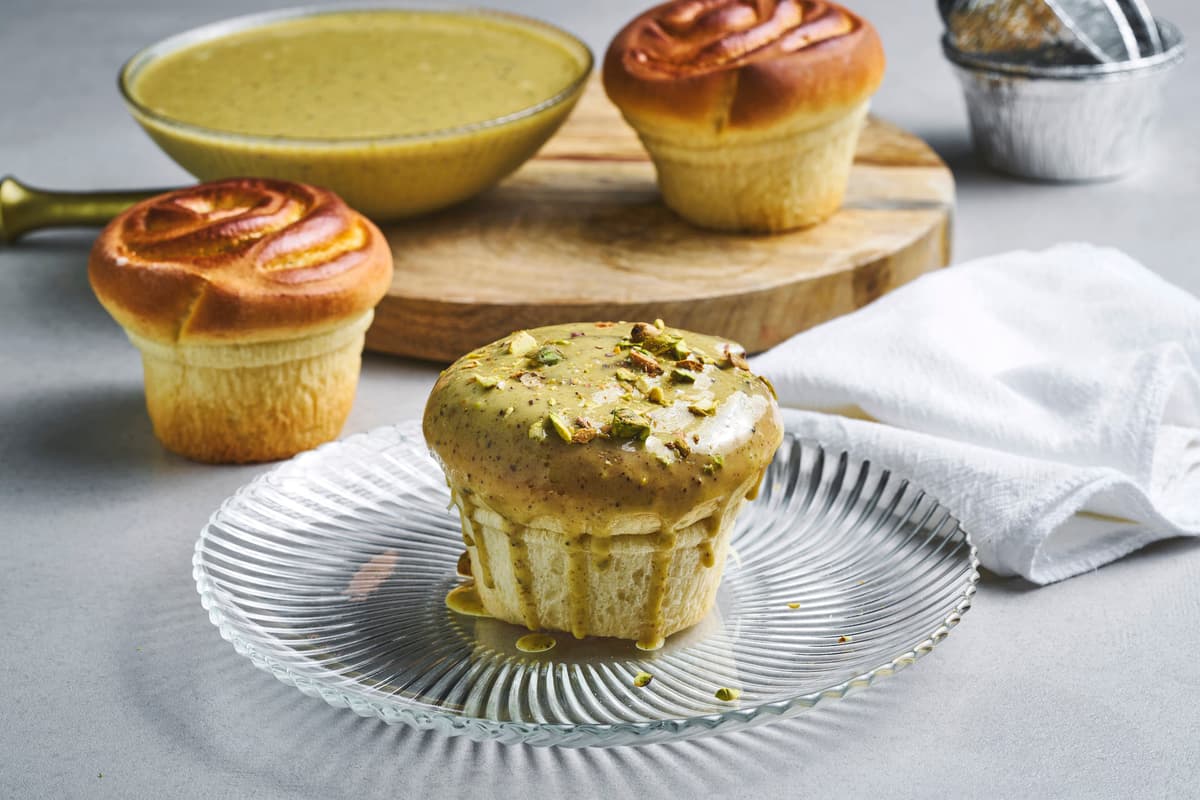 Pistachio Buns in a Tin